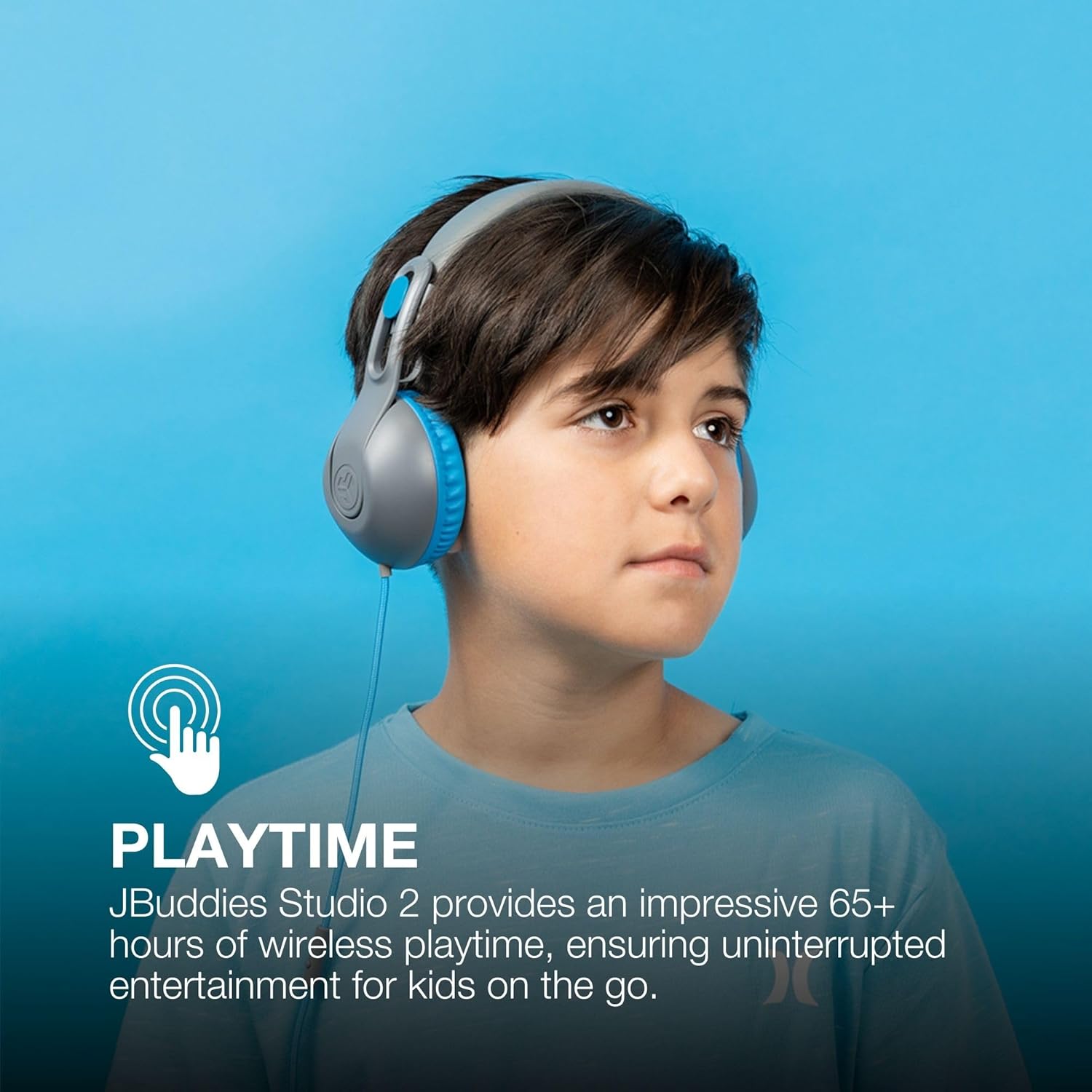 JLab JBuddies Studio 2 Kids Headphones Wireless - Bluetooth Headphones Kids for Boys & Girls, Volume Limited Childrens Earphones with Mic, 65+ Hr Playtime, Noise Isolation, Sharing & Wired Mode
