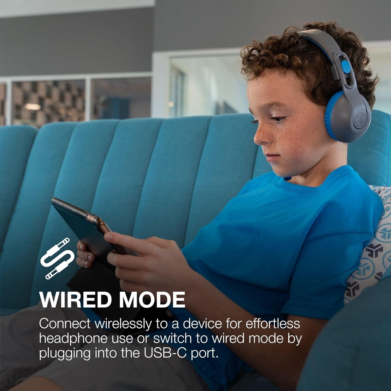 JLab JBuddies Studio 2 Kids Headphones Wireless - Bluetooth Headphones Kids for Boys & Girls, Volume Limited Childrens Earphones with Mic, 65+ Hr Playtime, Noise Isolation, Sharing & Wired Mode