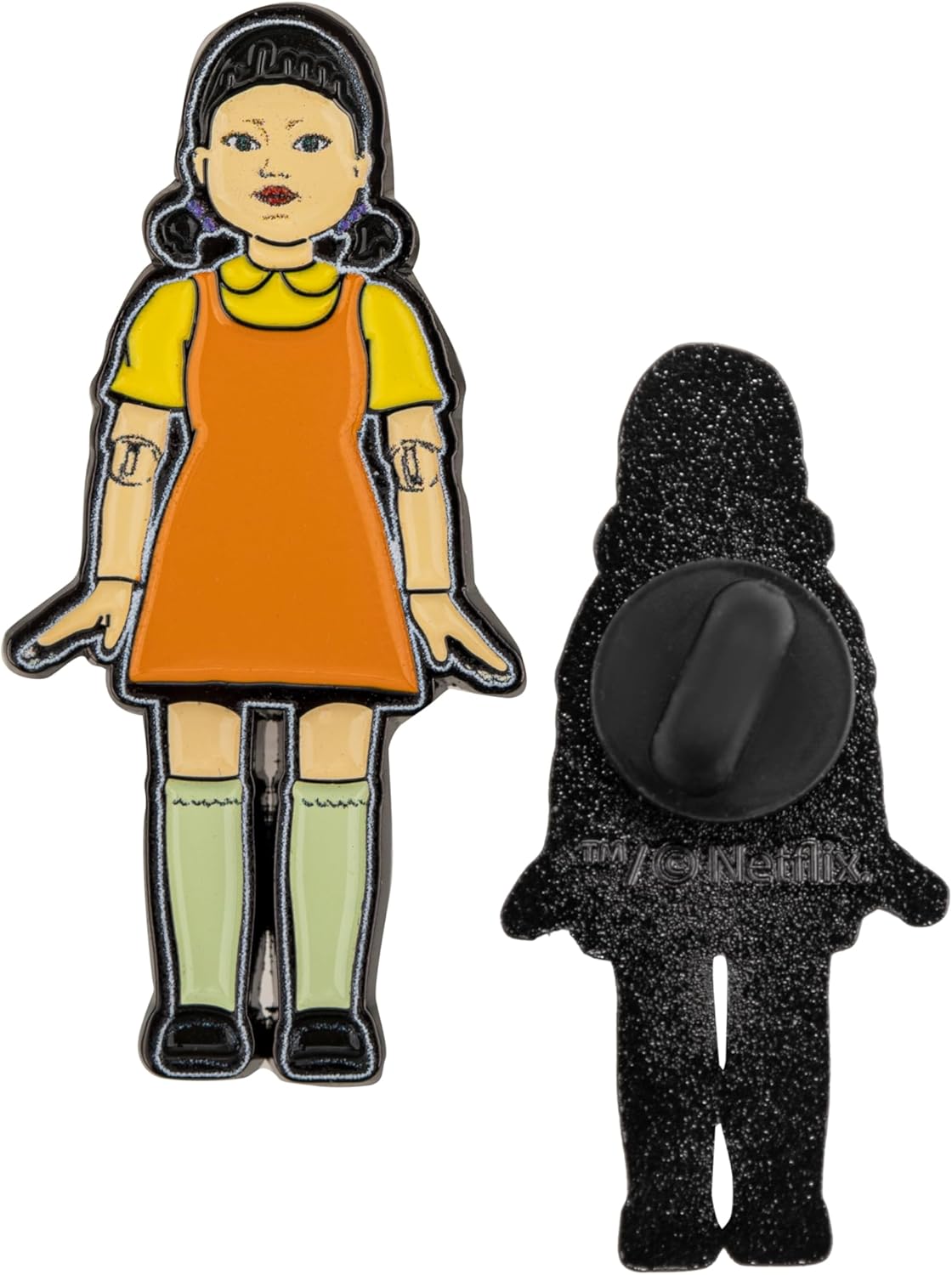 Cinereplicas Squid Game Set of 2 Young-hee and Soldier Pins - 3cm - Official Licensed, 100% Zinc Alloy, No Gemstone