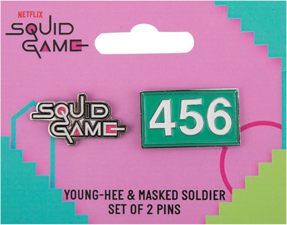 Cinereplicas Squid Game & Player 456-3 cm Set of 2 Pins - Officially Licensed, 100% Zinc Alloy, No Gemstone