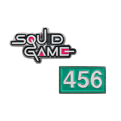 Cinereplicas Squid Game & Player 456-3 cm Set of 2 Pins - Officially Licensed, 100% Zinc Alloy, No Gemstone