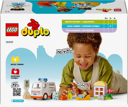LEGO DUPLO Ambulance & Driver - Toddler Learning Toy for 2+ Year Old Boys & Girls - incl. a Car, Small House, 2 Figures & First Aid Bricks - 10447
