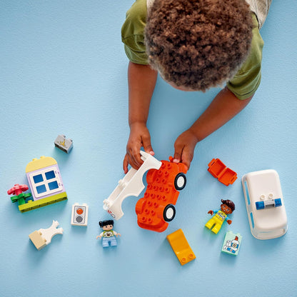 LEGO DUPLO Ambulance & Driver - Toddler Learning Toy for 2+ Year Old Boys & Girls - incl. a Car, Small House, 2 Figures & First Aid Bricks - 10447
