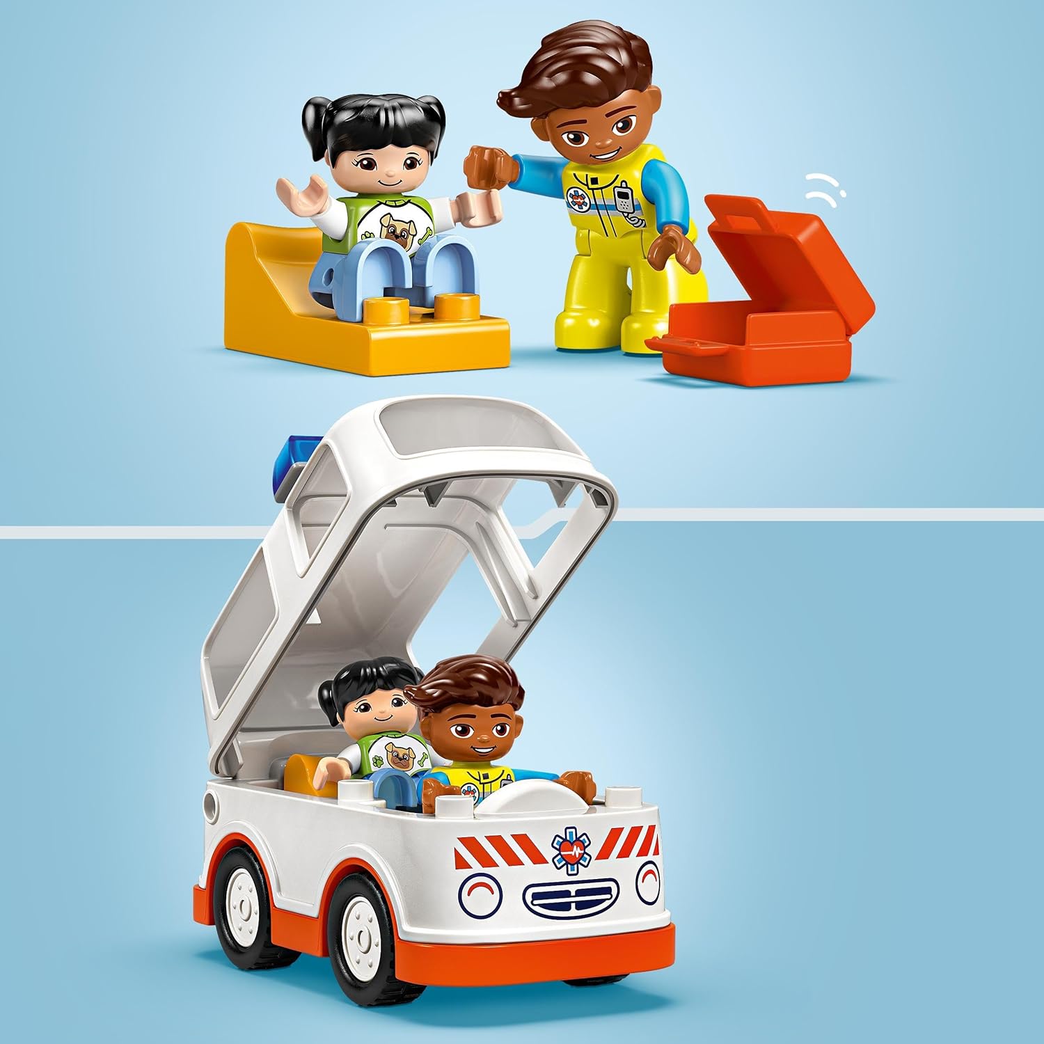 LEGO DUPLO Ambulance & Driver - Toddler Learning Toy for 2+ Year Old Boys & Girls - incl. a Car, Small House, 2 Figures & First Aid Bricks - 10447