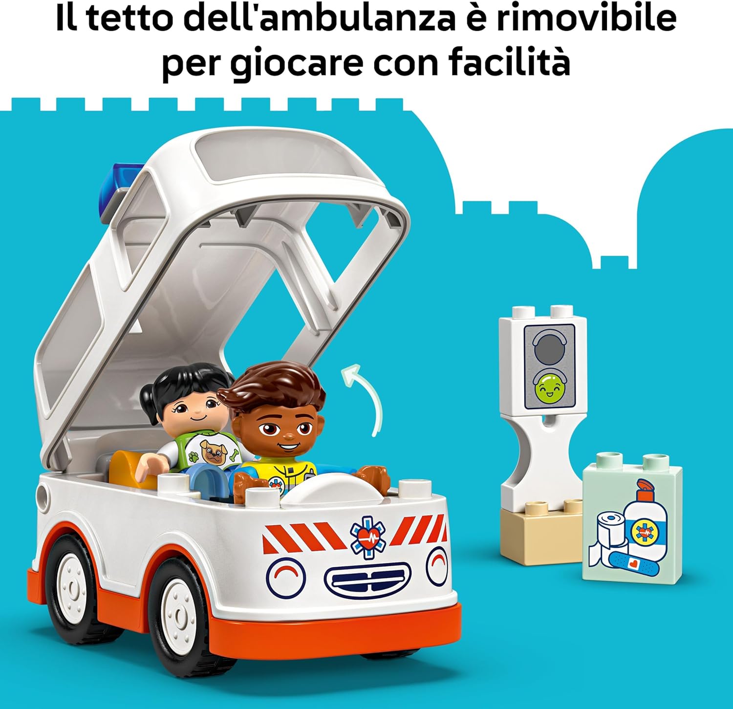 LEGO DUPLO Ambulance & Driver - Toddler Learning Toy for 2+ Year Old Boys & Girls - incl. a Car, Small House, 2 Figures & First Aid Bricks - 10447
