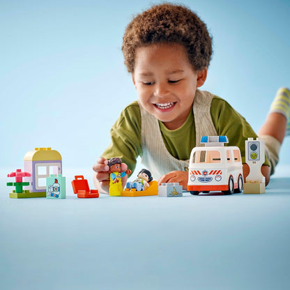 LEGO DUPLO Ambulance & Driver - Toddler Learning Toy for 2+ Year Old Boys & Girls - incl. a Car, Small House, 2 Figures & First Aid Bricks - 10447