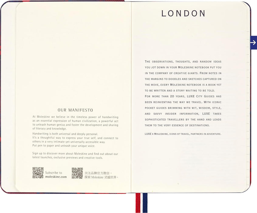 Moleskine Luxe London City Notebook, Notebook with Travel Contents, Hard Cover in Fabric and Closure with Elastic, Pocket Format 9 x 14 cm