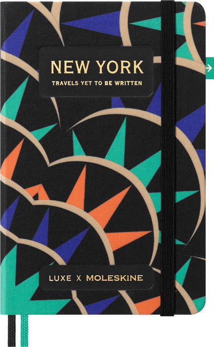 Moleskine Luxe New York City Notebook, Notebook with Travel Contents, Hard Cover in Fabric and Closure with Elastic, Pocket Format 9 x 14 cm