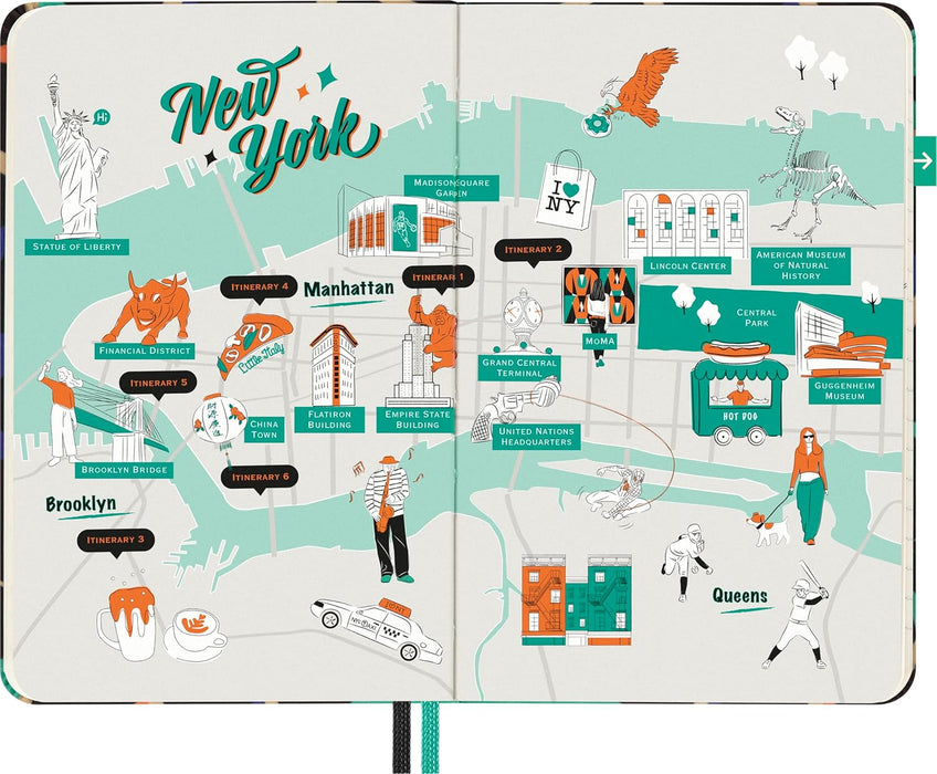 Moleskine Luxe New York City Notebook, Notebook with Travel Contents, Hard Cover in Fabric and Closure with Elastic, Pocket Format 9 x 14 cm