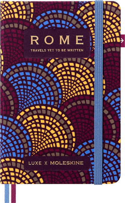 Moleskine Luxe Rome City Notebook, Notebook with Travel Contents, HardCover in Fabric and Closure with Elastic, Pocket Format 9 x 14 cm