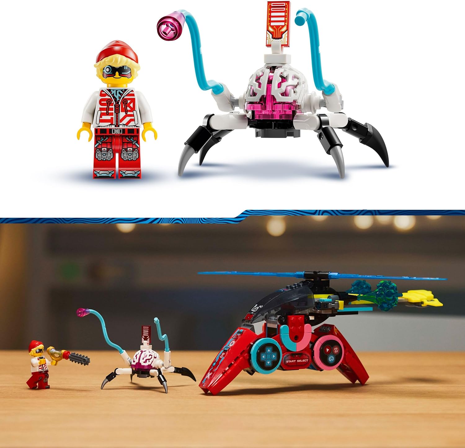 LEGO DREAMZzz 2in1 Cooper’s Gaming Controller Jet Plane to Helicopter Set, Building Toy for Kids with a Minifigure and Spider Figure for Imaginative Play, Gift for 7 Plus Year Old Boys & Girls 71489