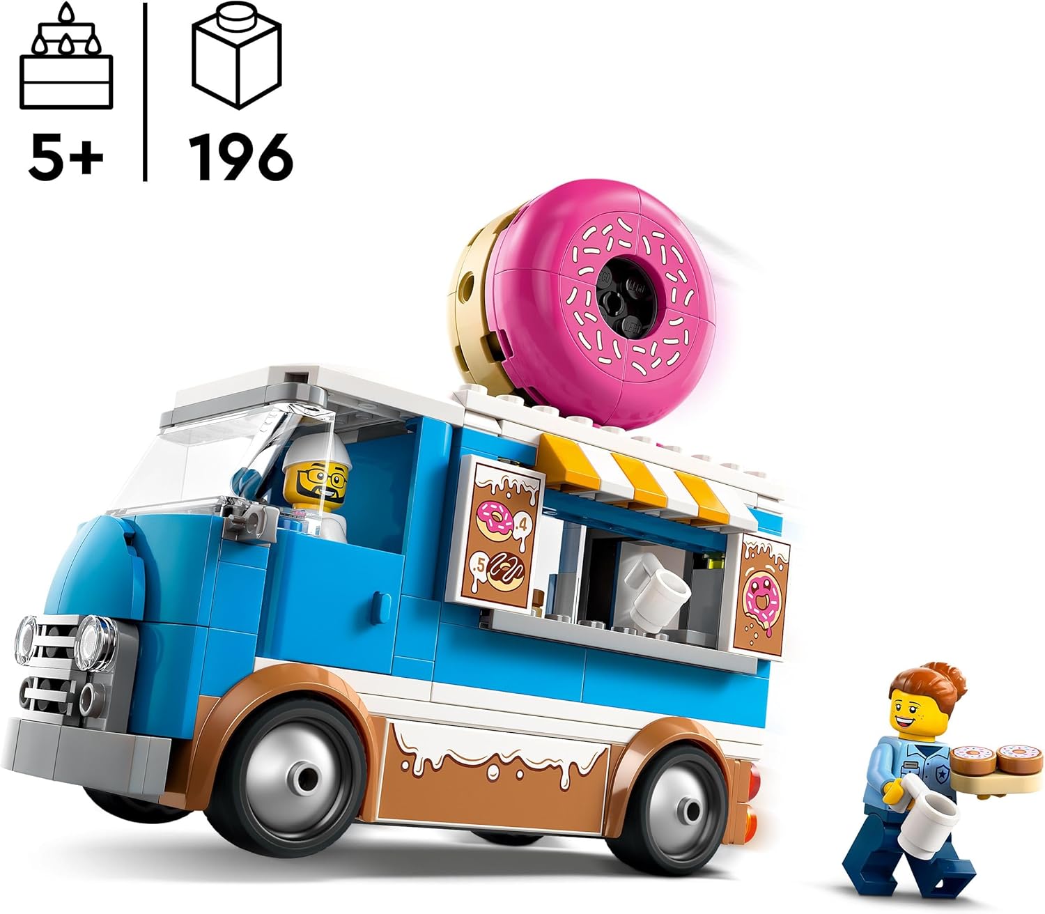 LEGO City Donut Truck - Spielzeug Foodtruck mit 2 Minifiguren Polizist - Bauspielzeug für Jungen und Mädchen ab 5 Jahren - Geschenkidee zum Geburtstag & für Feiertage 60452