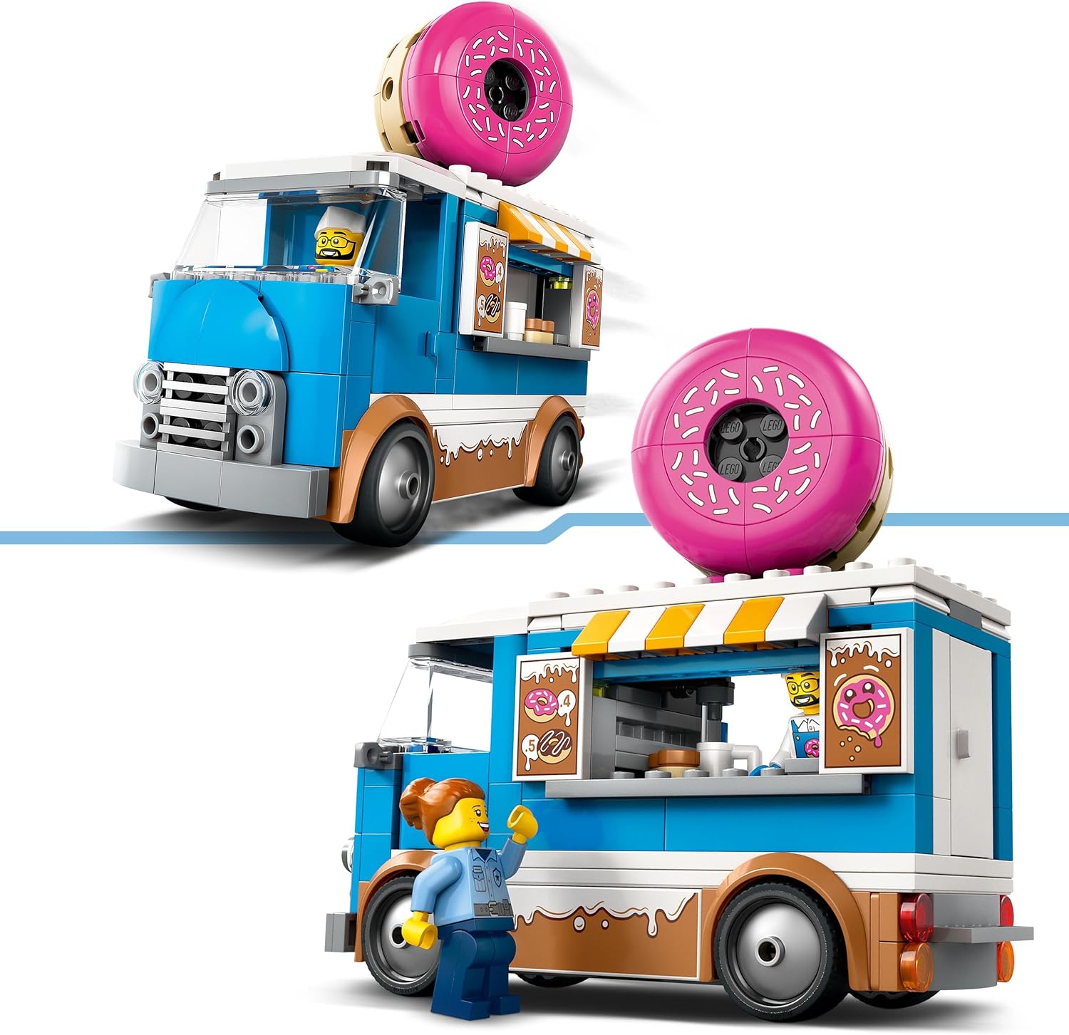 LEGO City Donut Truck - Spielzeug Foodtruck mit 2 Minifiguren Polizist - Bauspielzeug für Jungen und Mädchen ab 5 Jahren - Geschenkidee zum Geburtstag & für Feiertage 60452
