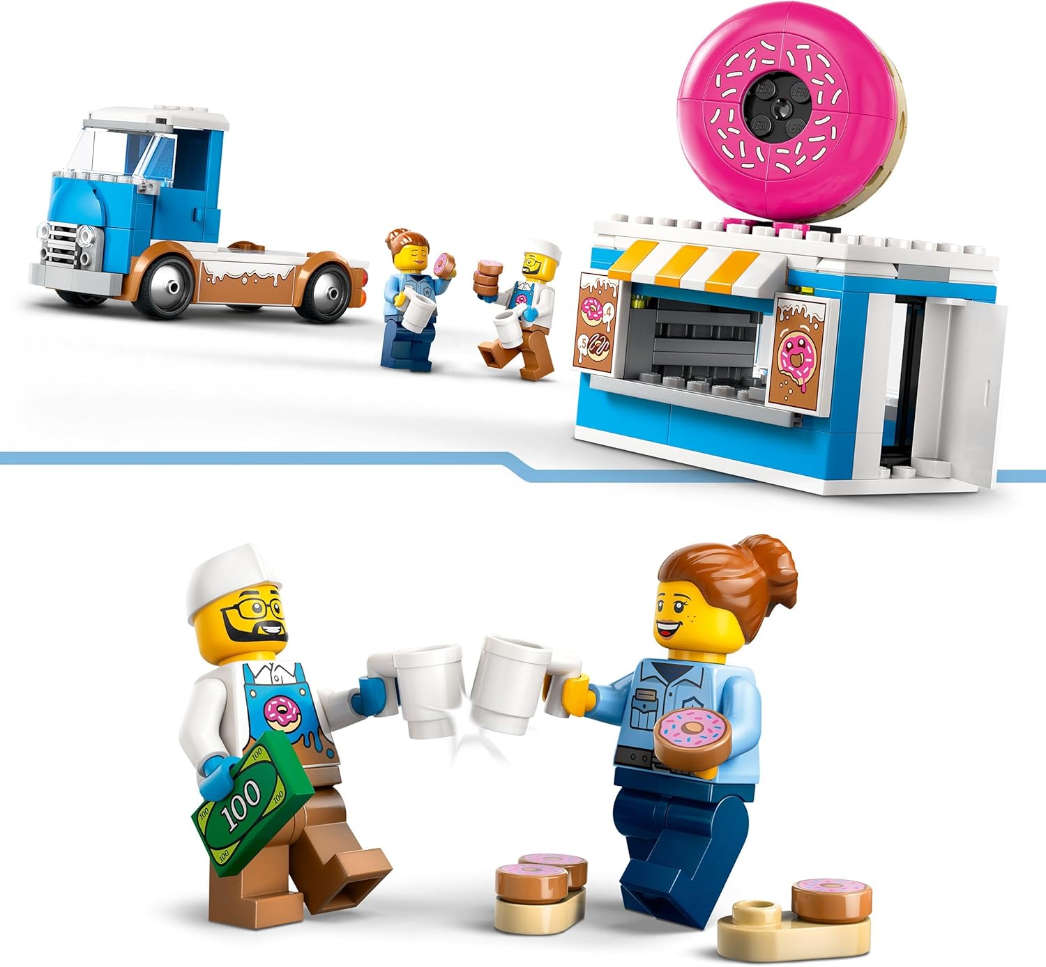 LEGO City Donut Truck - Spielzeug Foodtruck mit 2 Minifiguren Polizist - Bauspielzeug für Jungen und Mädchen ab 5 Jahren - Geschenkidee zum Geburtstag & für Feiertage 60452