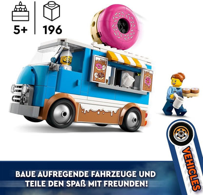 LEGO City Donut Truck - Spielzeug Foodtruck mit 2 Minifiguren Polizist - Bauspielzeug für Jungen und Mädchen ab 5 Jahren - Geschenkidee zum Geburtstag & für Feiertage 60452