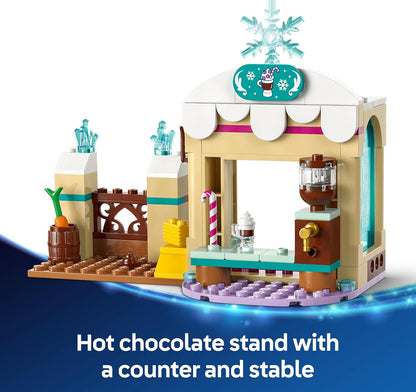 LEGO ǀ Disney Frozen Anna’s Sleigh Adventure, Hot Chocolate Stand with a Kristoff Minidoll, plus Olaf and Sven Figures, Princess Building Toy for 4+ Year Old Girls 43256