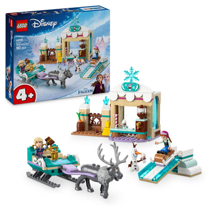 LEGO ǀ Disney Frozen Anna’s Sleigh Adventure, Hot Chocolate Stand with a Kristoff Minidoll, plus Olaf and Sven Figures, Princess Building Toy for 4+ Year Old Girls 43256