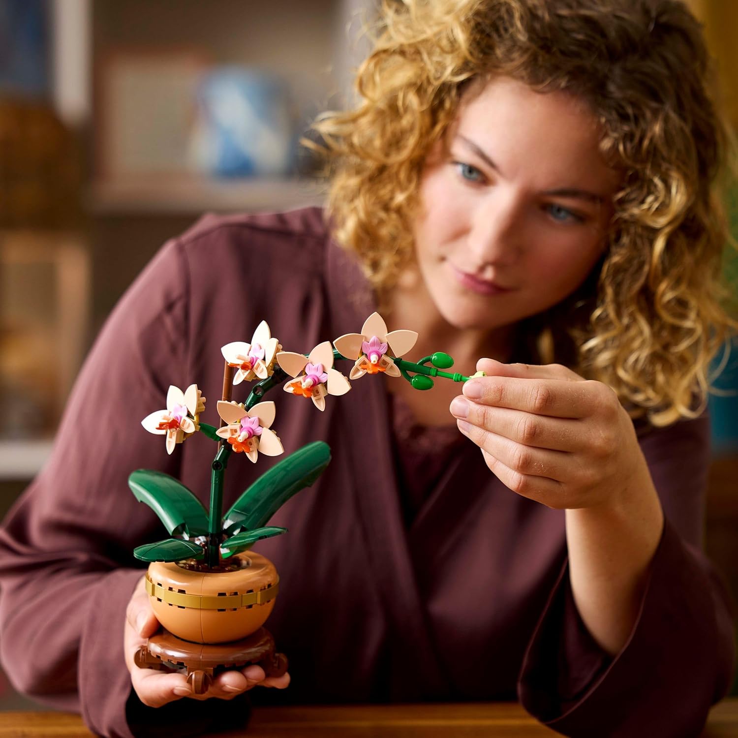 LEGO Botanicals Mini Orchid - Artificial Flowers Set for Adults - Indoor Plant with Terracotta Style Flowerpot - Home Decor Gift for Women and Men 10343