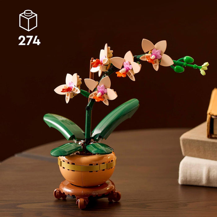 LEGO Botanicals Mini Orchid - Artificial Flowers Set for Adults - Indoor Plant with Terracotta Style Flowerpot - Home Decor Gift for Women and Men 10343