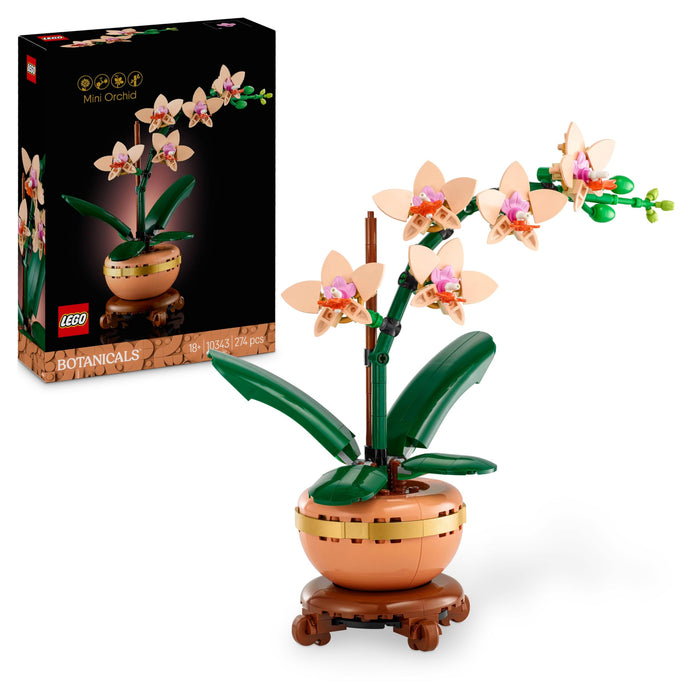LEGO Botanicals Mini Orchid - Artificial Flowers Set for Adults - Indoor Plant with Terracotta Style Flowerpot - Home Decor Gift for Women and Men 10343