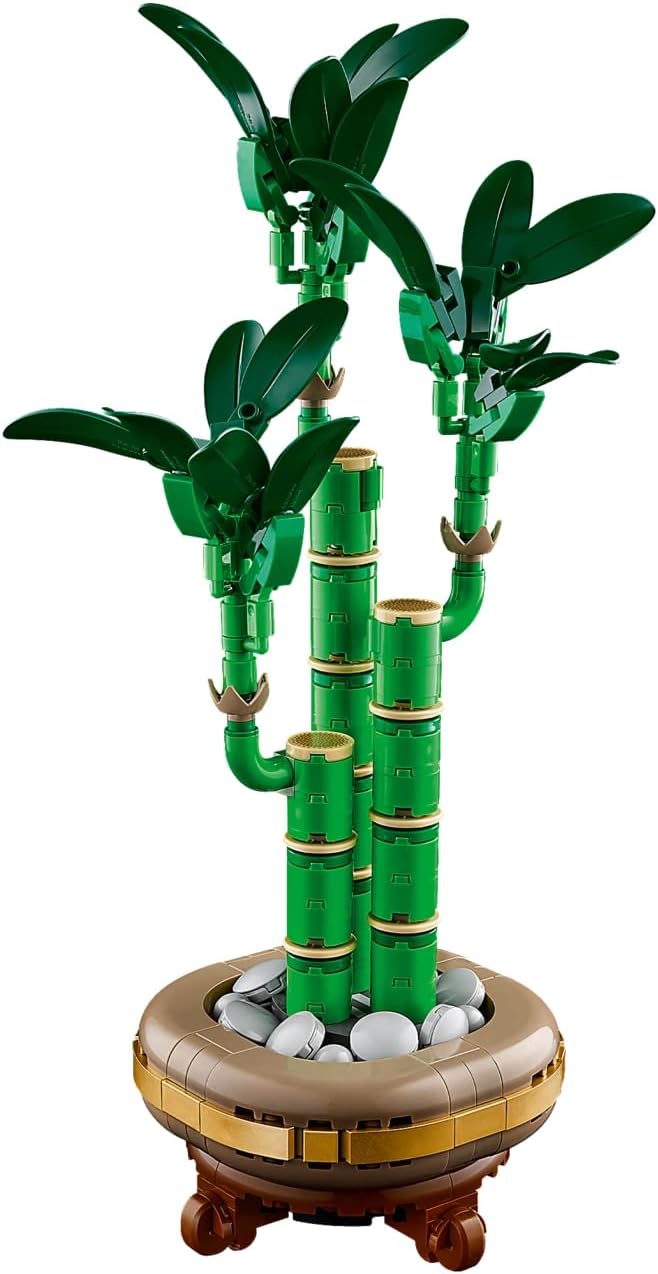 LEGO Botanicals Lucky Bamboo Artificial Plant for Indoor Display - Set for Adults includes a Buildable Pot with a Wood-Effect Plinth for Home Decor - Gift for Her or Him 10344