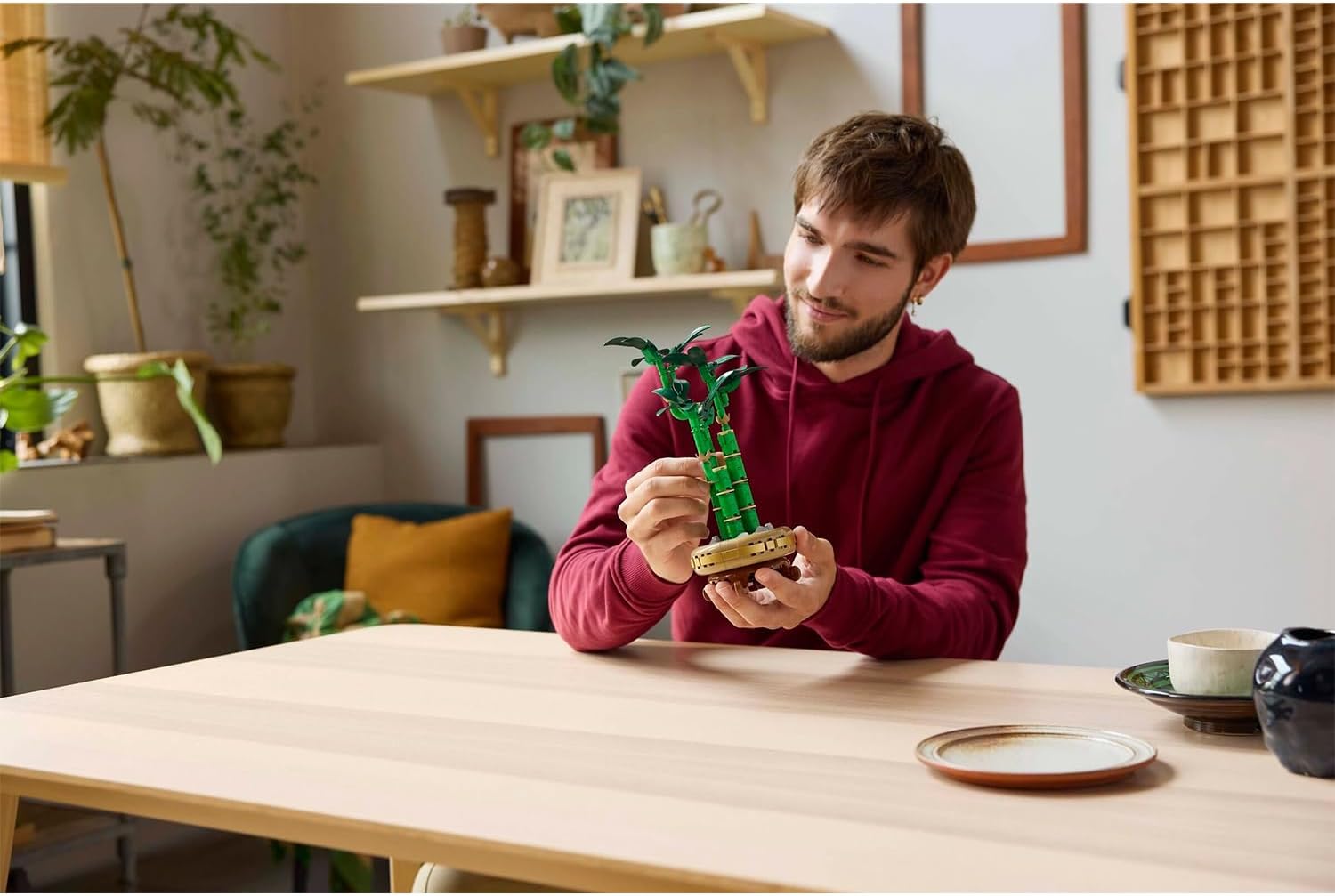 LEGO Botanicals Lucky Bamboo Artificial Plant for Indoor Display - Set for Adults includes a Buildable Pot with a Wood-Effect Plinth for Home Decor - Gift for Her or Him 10344