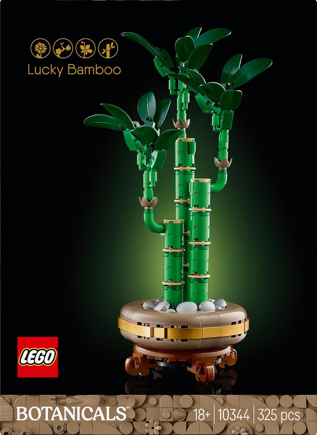 LEGO Botanicals Lucky Bamboo - Artificial Plant for Indoor Display - Set for Adults incl. a Buildable Pot with a Wood-Effect Plinth for Home Decor - DIY Gift Idea - 10344