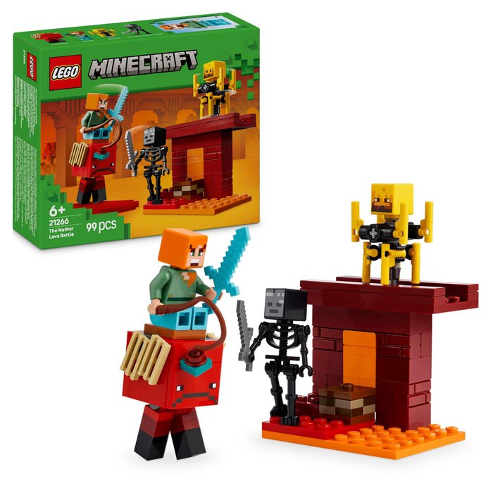 LEGO Minecraft The Nether Lava Battle Building Toy Set with an Alex Figure, plus Mobs incl. Wither Skeleton, Blaze and a Strider - Birthday Gift for 6+ Year Old boys, Girls & Gamers 21266