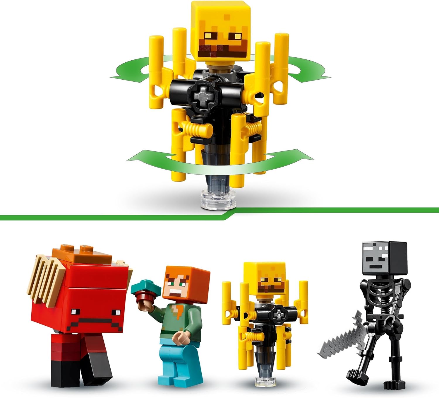 LEGO Minecraft The Nether Lava Battle Building Toy Set with an Alex Figure, plus Mobs incl. Wither Skeleton, Blaze and a Strider - Birthday Gift for 6+ Year Old boys, Girls & Gamers 21266