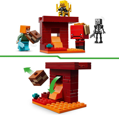LEGO Minecraft The Nether Lava Battle - Interactive Toy with an Alex Figure, plus Mobs incl. a Skeleton, Blaze and a Strider - Gaming Gift for 6+ Year Old Boys & Girls - 21266
