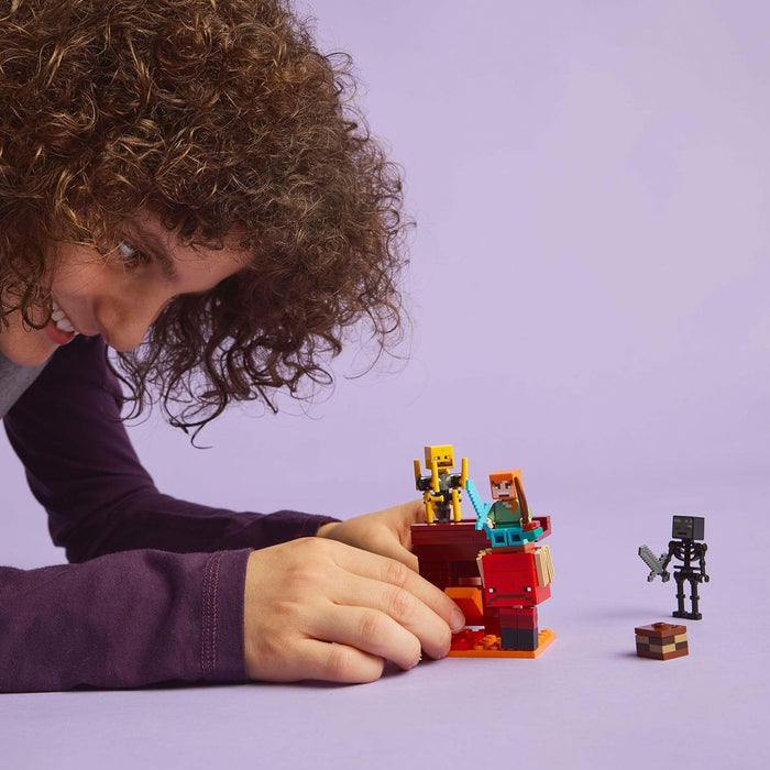 LEGO Minecraft The Nether Lava Battle Building Toy Set with an Alex Figure, plus Mobs incl. Wither Skeleton, Blaze and a Strider - Birthday Gift for 6+ Year Old boys, Girls & Gamers 21266