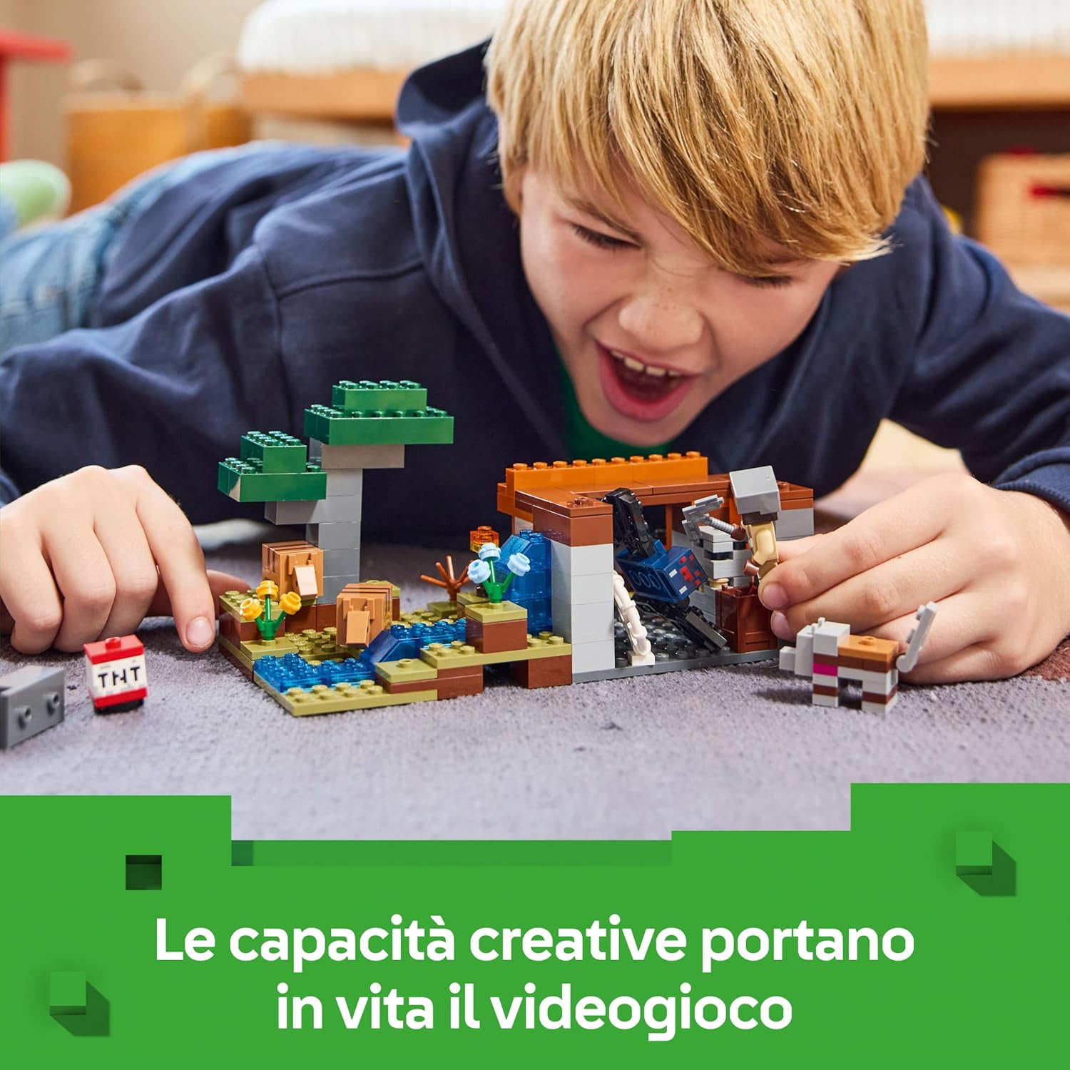 LEGO Minecraft The Armadillo Mine Expedition - Interactive Toy with Cave Spider and Wolf Figures, plus a TNT Function - Gaming Gift for 8+ Year Old Boys & Girls - 21269