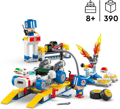LEGO Super Mario: Mario Kart – Toad’s Garage Set, Nintendo Mechanic Toy with 2 Blue Toad Character Figures for Independent Play, Birthday Gift for Boys, Girls and Gamers Aged 8 Plus 72035