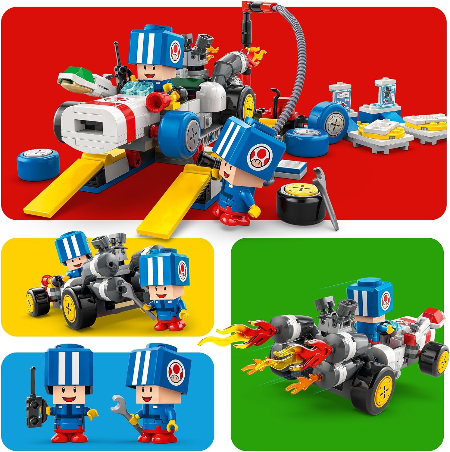 LEGO Super Mario: Mario Kart – Toad’s Garage Set, Nintendo Mechanic Toy with 2 Blue Toad Character Figures for Independent Play, Birthday Gift for Boys, Girls and Gamers Aged 8 Plus 72035