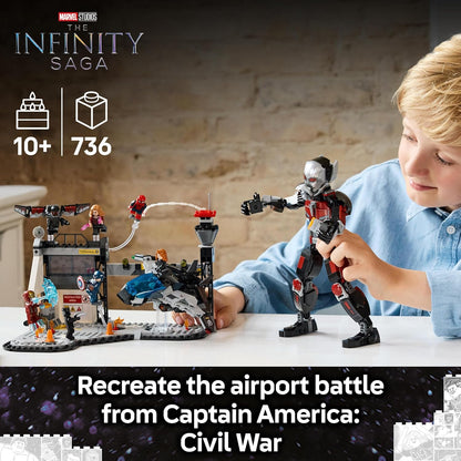 LEGO Marvel Captain America: Civil War Action Battle - Super Heroes Building Toy with 8 Minifigures incl. Iron Man, Spider-Man & Black Panther - Gift for 10+ Year Old Boys, Girls and Fans 76314