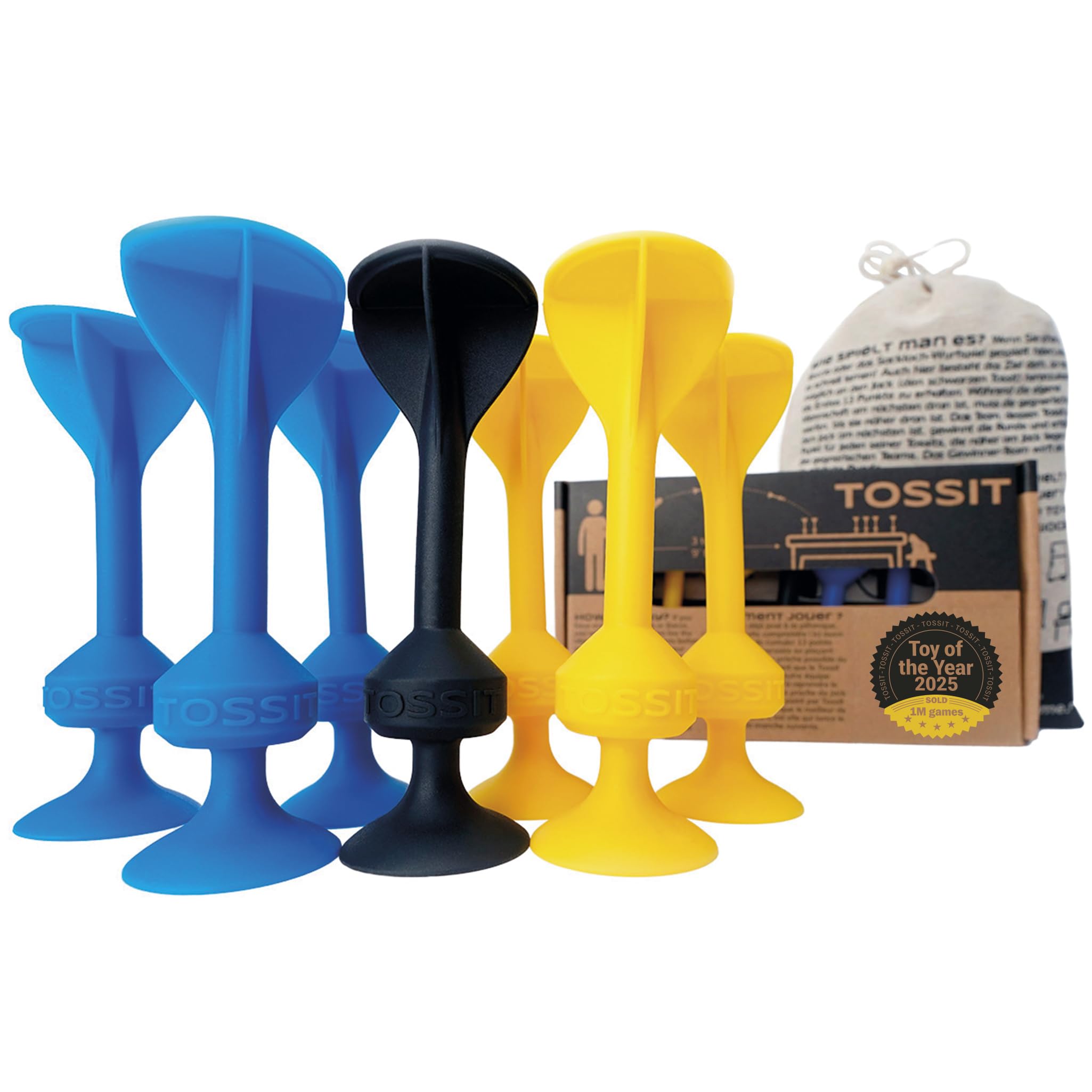 TOSSIT Game suction cup darts, indoors outdoors bowls, bocce, petanque, throwing game, powerful and durable silicone, floor or vertical surface