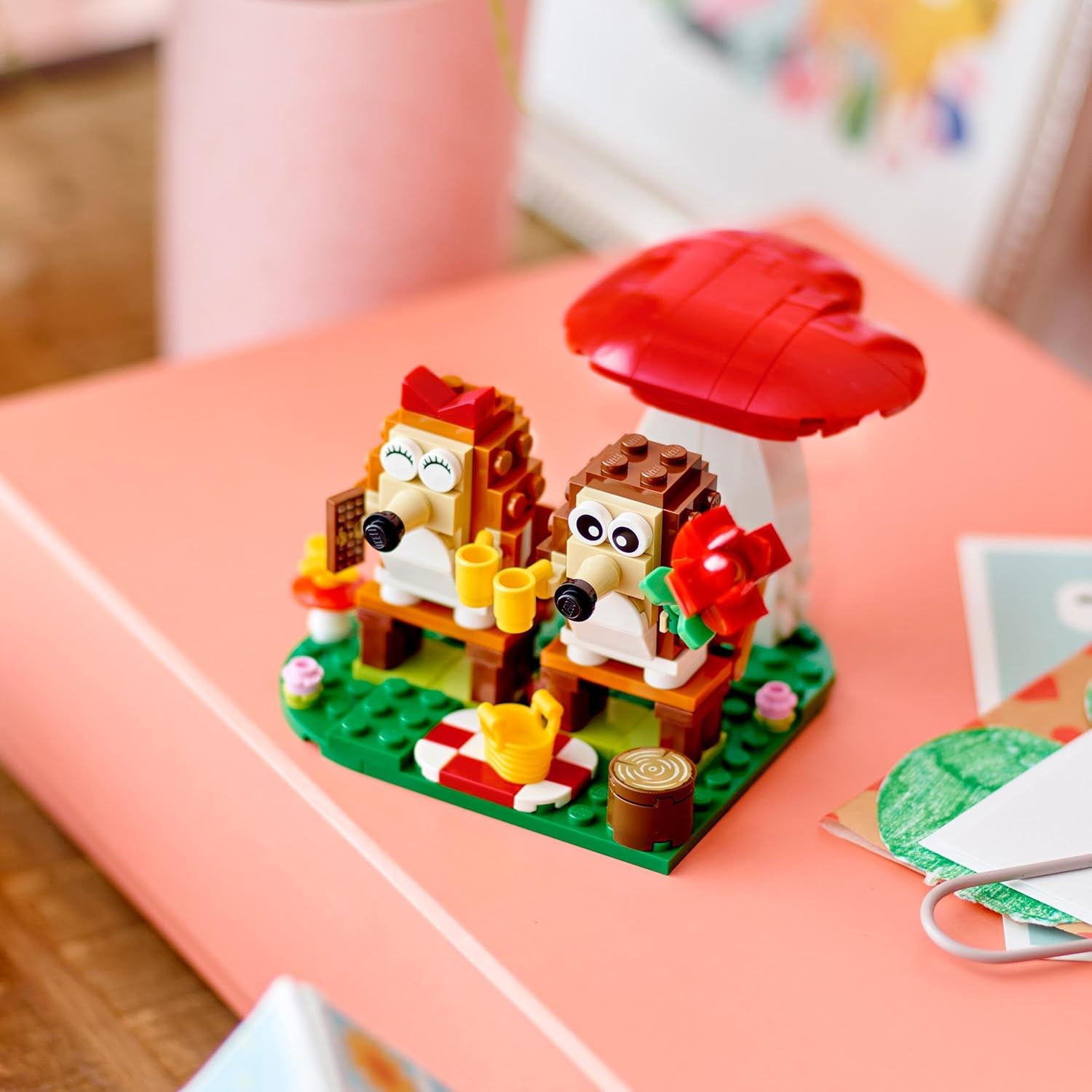 LEGO Hedgehog Picnic Date, Animal Toy Playset for 8 Plus Year Old Girls & Boys, Nature Building Set with Mushroom Model and 2 Figures, Birthday Gift for Kids Who Love Imaginative Play 40711