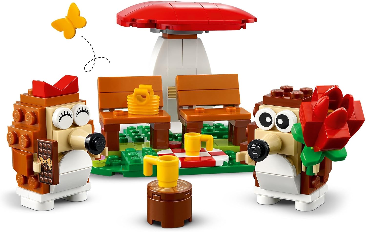 LEGO Hedgehog Picnic Date, Animal Toy Playset for 8 Plus Year Old Girls & Boys, Nature Building Set with Mushroom Model and 2 Figures, Birthday Gift for Kids Who Love Imaginative Play 40711