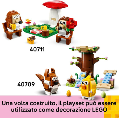 LEGO Hedgehog Picnic Date, Animal Toy Playset for 8 Plus Year Old Girls & Boys, Nature Building Set with Mushroom Model and 2 Figures, Birthday Gift for Kids Who Love Imaginative Play 40711