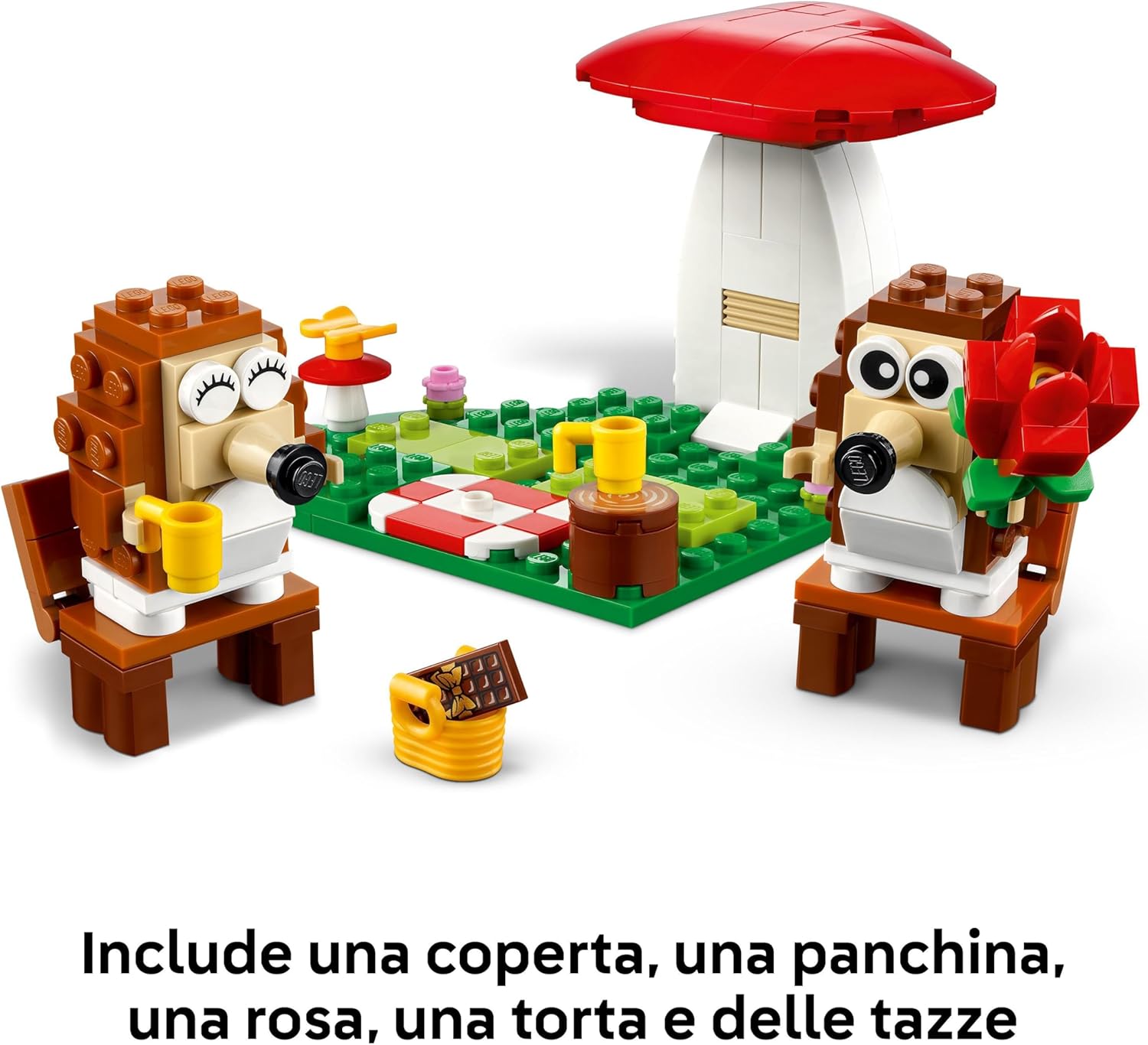 LEGO Hedgehog Picnic Date, Animal Toy Playset for 8 Plus Year Old Girls & Boys, Nature Building Set with Mushroom Model and 2 Figures, Birthday Gift for Kids Who Love Imaginative Play 40711