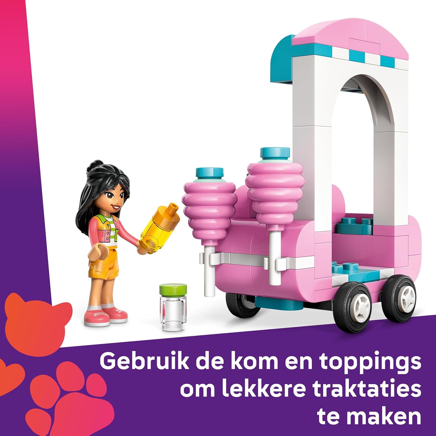 LEGO Friends Stand de Barbes à Papa et Scooter - Jeu de Construction pour s’Amuser - Inclut 2 Mini-poupées, Un Chariot à 4 Roues et des Accessoires - Jouet interactif pour Les Filles dès 6 Ans 42643