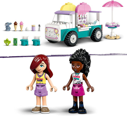 LEGO Friends Heartlake City Ice Cream Van Toy, Creative Pretend-Play Food Set for 4 Plus Year Old Girls, Includes 2 Mini Dolls and a Bunny Figure 42644
