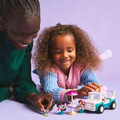 LEGO Friends Heartlake City Ice Cream Van Toy, Creative Pretend-Play Food Set for 4 Plus Year Old Girls, Includes 2 Mini Dolls and a Bunny Figure 42644