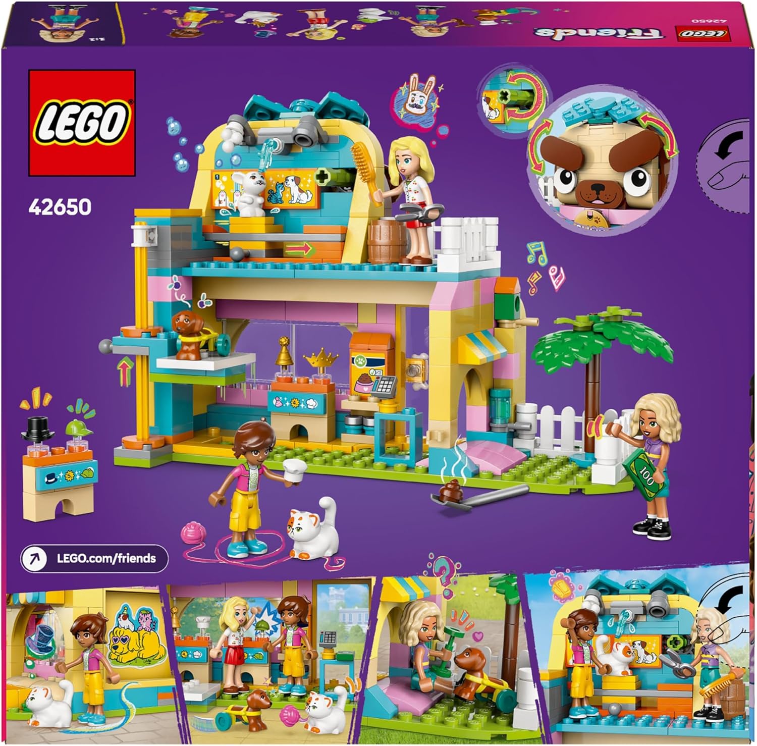 LEGO Friends Winkel met dierenaccessoires, Speelgoedwinkel Bouwpakket voor Kinderen met Dieren Figuren van Kat, Hond en Konijn, Speelgoed voor 6 jaar en Ouder, Cadeau voor Meisjes 42650