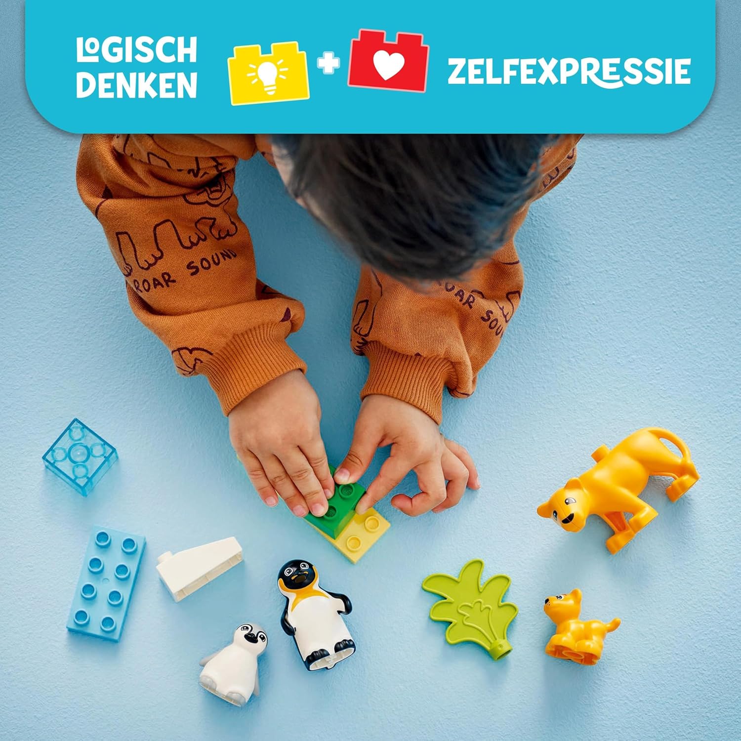 LEGO DUPLO Famiglie di Animali: Pinguini e Leoni, Giochi di Fantasia Educativi per Bambini e Bambine da 2 Anni in su, Giocattolo Creativo per la Cura dei Cuccioli, Idea Regalo d'Avventura 10442