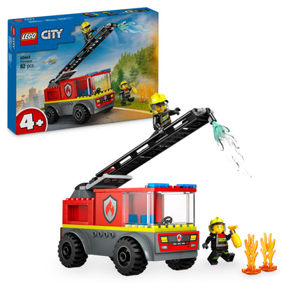 LEGO City Fire Engine with Ladder Toy for Toddlers - Vehicle Set with a Truck and 2 Firefighter Minifigures for 4+ Year Old Boys & Girls - Educational Gifts for Preschool Kids - 60463