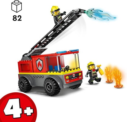 LEGO City Fire Engine with Ladder Toy for Toddlers - Vehicle Set with a Truck and 2 Firefighter Minifigures for 4+ Year Old Boys & Girls - Educational Gifts for Preschool Kids - 60463