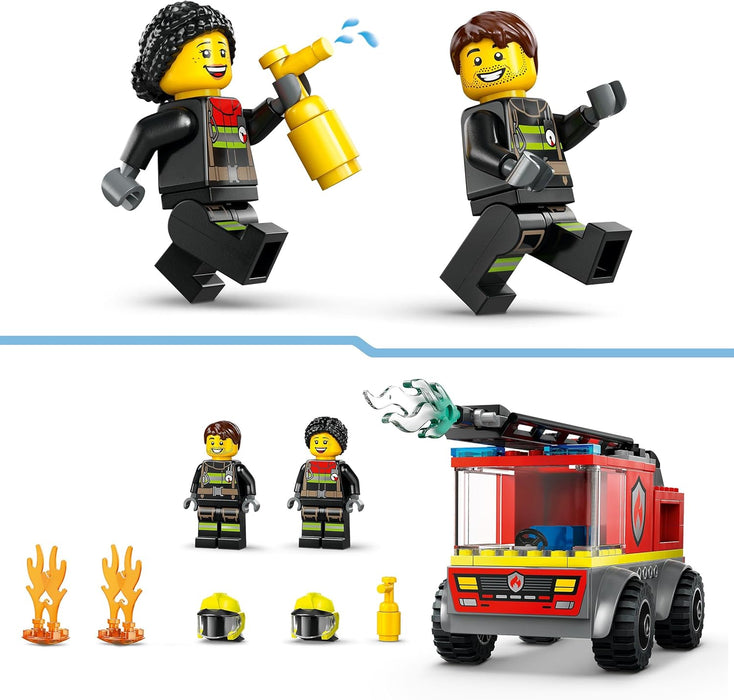 LEGO City Fire Engine with Ladder Toy for Toddlers - Vehicle Set with a Truck and 2 Firefighter Minifigures for 4+ Year Old Boys & Girls - Educational Gifts for Preschool Kids - 60463