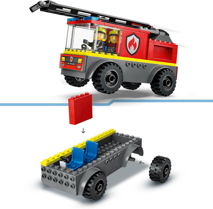 LEGO City Fire Engine with Ladder Toy for Toddlers - Vehicle Set with a Truck and 2 Firefighter Minifigures for 4+ Year Old Boys & Girls - Educational Gifts for Preschool Kids - 60463