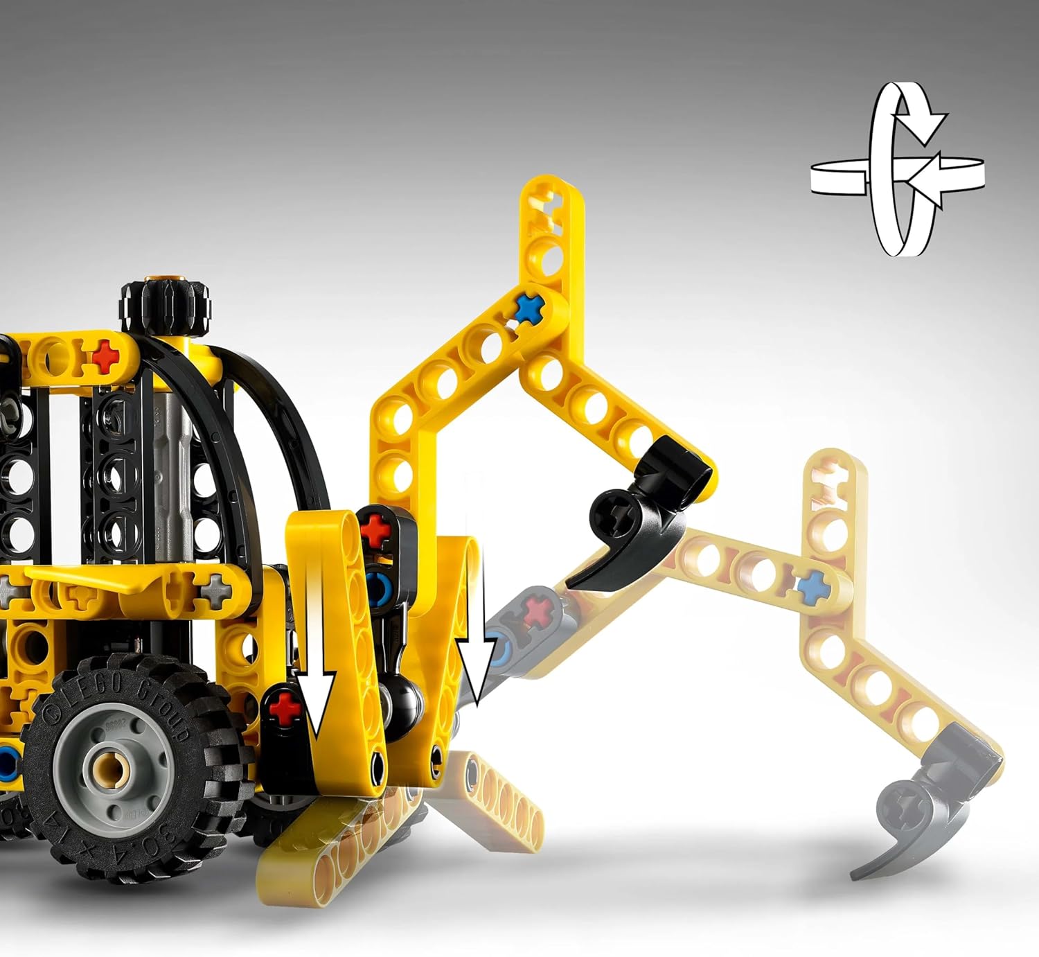 LEGO Technic Scavatrice a Cucchiaia Rovescia, Giochi con Costruzioni per Bambini e Bambine da 7 Anni, Giocattolo Educativo con Escavatore Posteriore, Pala e Stabilizzatori, Veicolo da Cantiere 42197